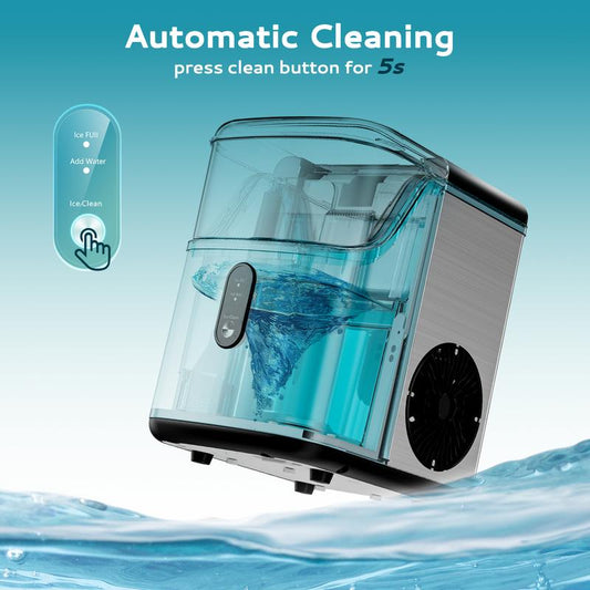ugget Ice Makers Countertop, Pebble Ice Maker Machine with 35lbs/24H&33lbs/24H Soft Ice, Self-Cleaning Sonic Ice Maker with Ice Scoop&Basket, Utensils, Pellet Ice Maker for Home/Kitchen/Office